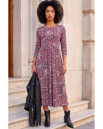 Roman Petite Paisley Pocket Midi Dress