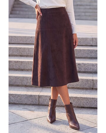 Roman Petite Suede A-Line Skirt