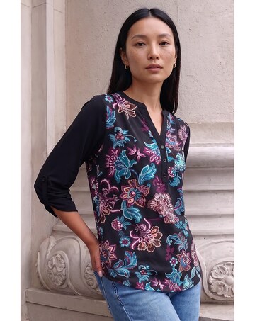 Roman Floral Puff Print Stretch Shirt