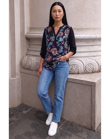 Roman Floral Puff Print Stretch Shirt