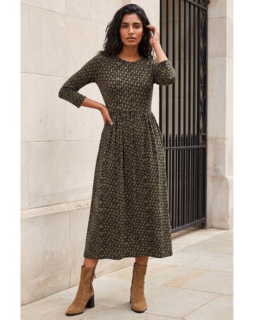 Roman Geometric Stretch Midi Dress