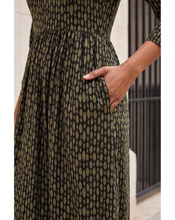 Roman Geometric Stretch Midi Dress