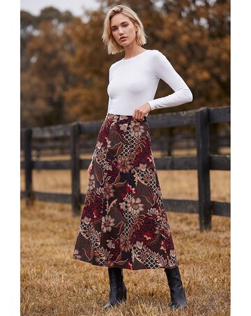 Roman Floral Paisley Print Skirt