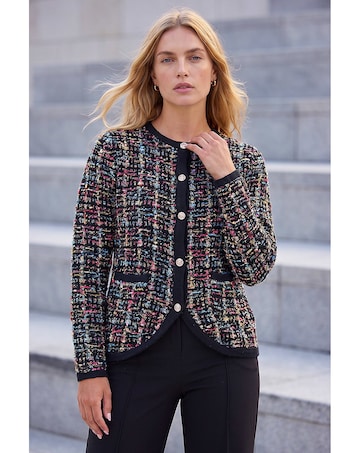 Roman Sparkle Tweed Knit Cardigan