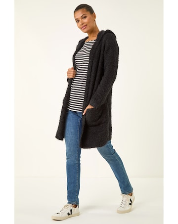 Roman Fluffy Hooded Cardigan