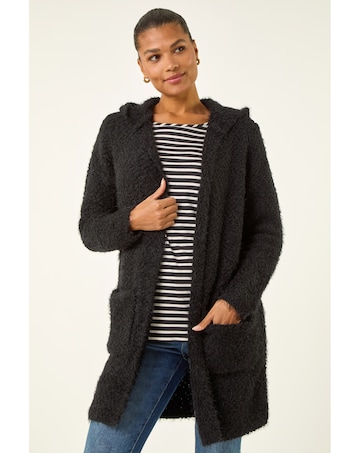 Roman Fluffy Hooded Cardigan