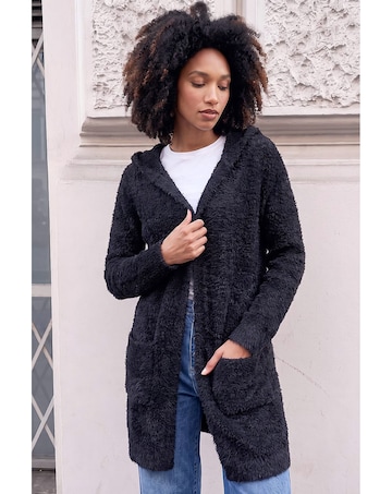 Roman Fluffy Hooded Cardigan