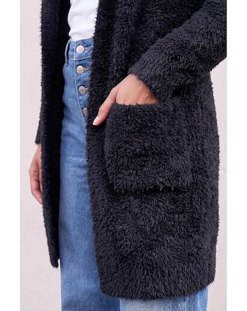 Roman Fluffy Hooded Cardigan
