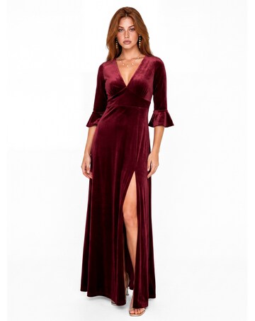 Maya Deluxe V Neck Velvet Maxi Dress