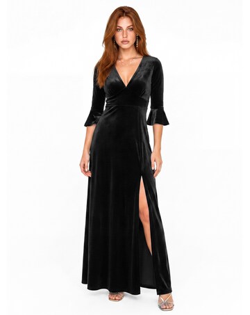Maya Deluxe V Neck Velvet Maxi Dress