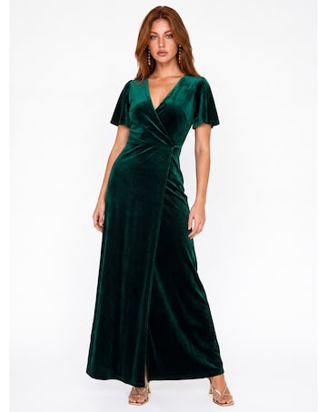 Maya Deluxe Faux Wrap Velvet Maxi Dress