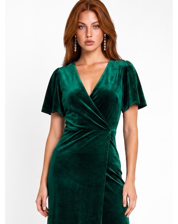 Maya Deluxe Faux Wrap Velvet Maxi Dress