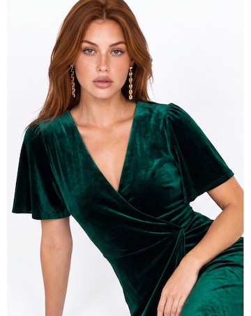Maya Deluxe Faux Wrap Velvet Maxi Dress