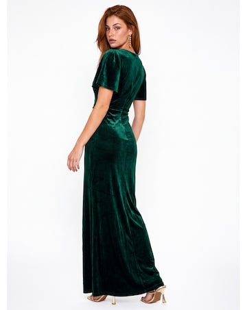 Maya Deluxe Faux Wrap Velvet Maxi Dress