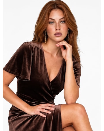 Maya Deluxe Faux Wrap Velvet Maxi Dress