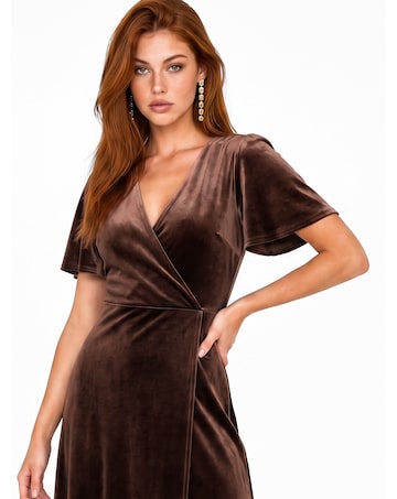 Maya Deluxe Faux Wrap Velvet Maxi Dress