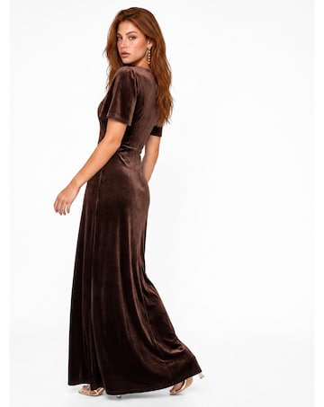 Maya Deluxe Faux Wrap Velvet Maxi Dress