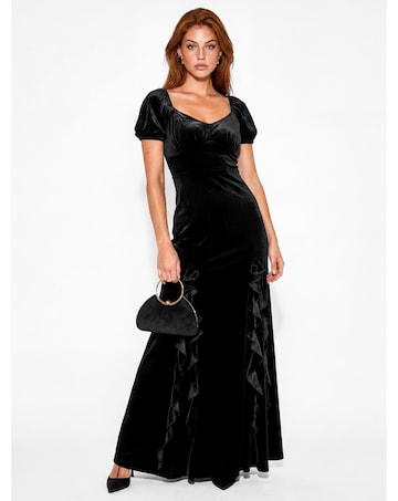 Maya Deluxe Velvet Ruffle Dress