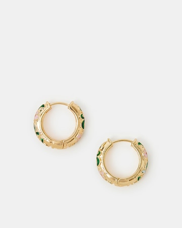 Accessorize Enamel Floral Hoop Earrings