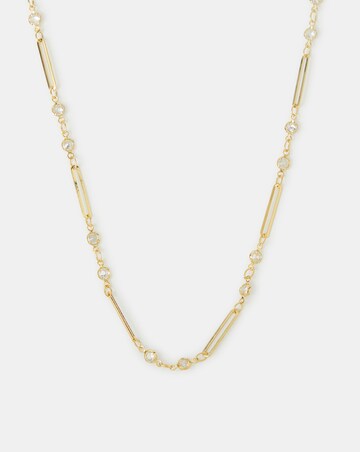 Accessorize Gold CZ Paperclip Necklace