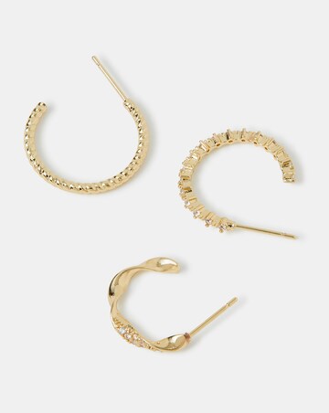 Accessorize 3pk Gold Twist Hoop Earrings