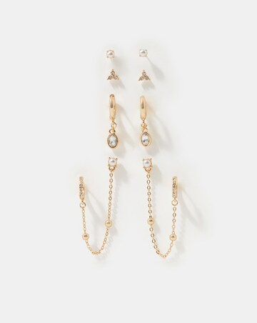 Accessorize 4pk Stud/Chain Hoop Earrings