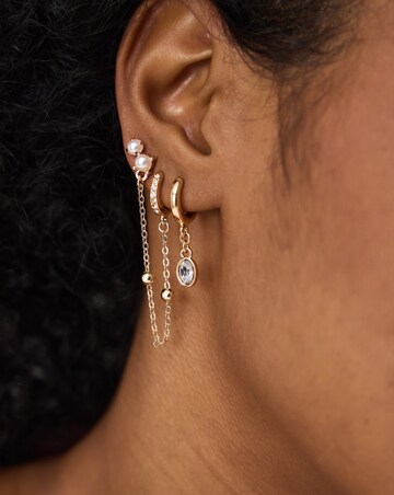 Accessorize 4pk Stud/Chain Hoop Earrings