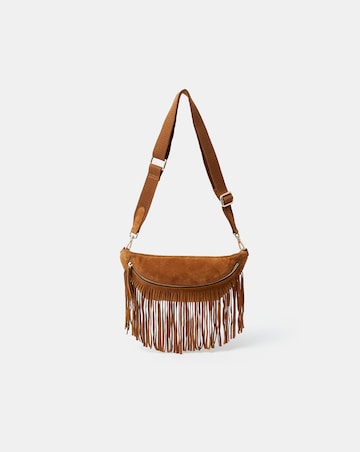Accessorize Fringe Suede Sling Bag