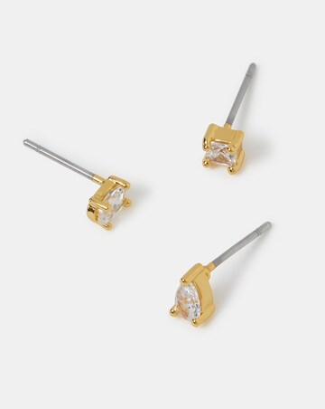 Accessorize 3pk Gold Stone Stud Earrings