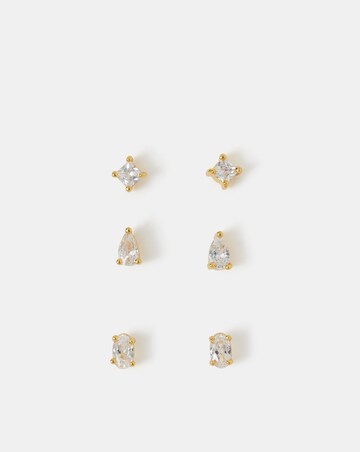Accessorize 3pk Gold Stone Stud Earrings
