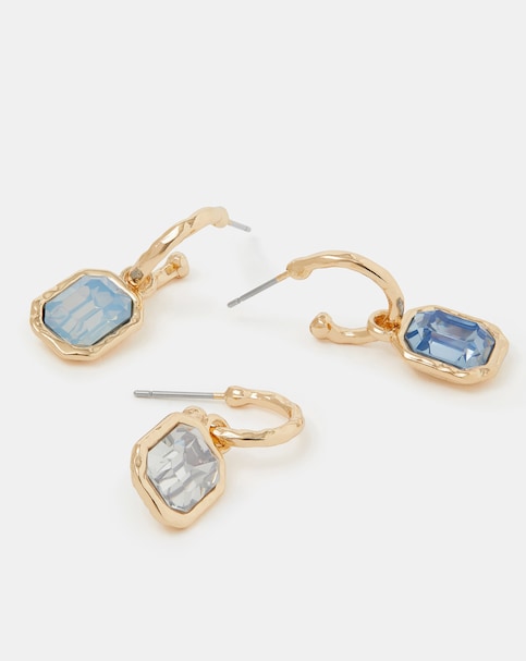 Accessorize 3pk Gemstone Hoop Earrings