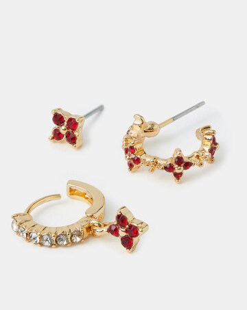 Accessorize 3pk Gem Cross Earrings