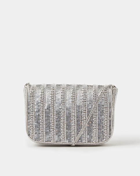 Accessorize Beaded Fold-Over Clutch Bag