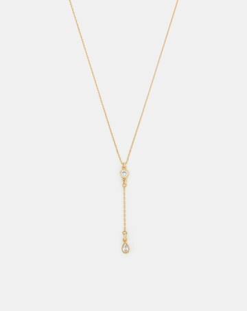 Accessorize Gold CZ Lariat Necklace