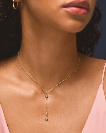Accessorize Gold CZ Lariat Necklace