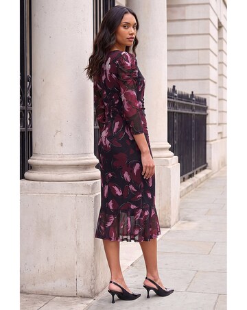 Roman Ruched Floral Frill Dress