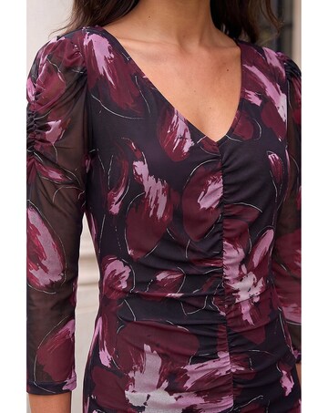 Roman Ruched Floral Frill Dress
