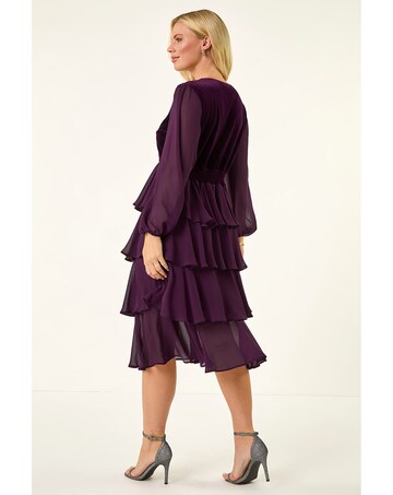 Roman Petite Velvet Tiered Stretch Dress