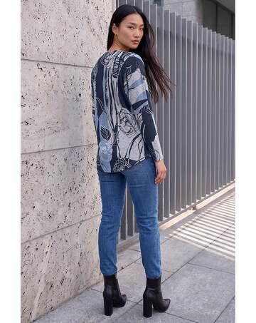 Roman Floral Stretch Jersey Zip Top