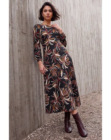 Roman Leaf Print A-Line Dress