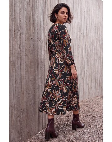 Roman Leaf Print A-Line Dress