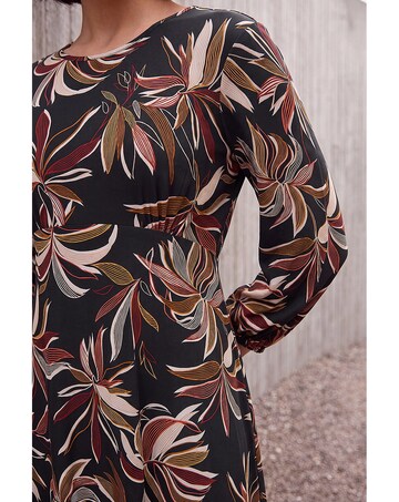 Roman Leaf Print A-Line Dress