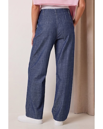 Roman Cotton Wide Leg Pleat Jean