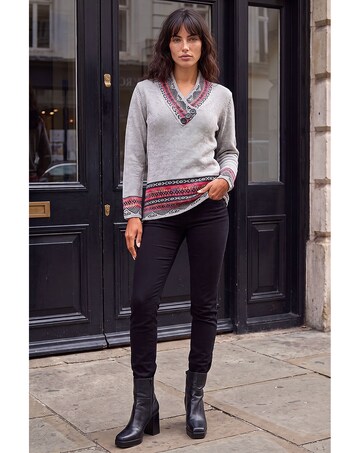 Roman Nordic Button Detail V-Neck Jumper