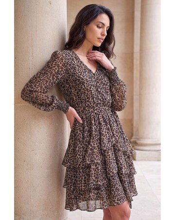 Roman Dusk Animal Print Tie Waist Dress