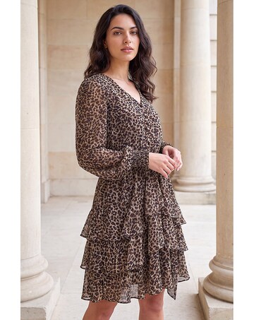 Roman Dusk Animal Print Tie Waist Dress