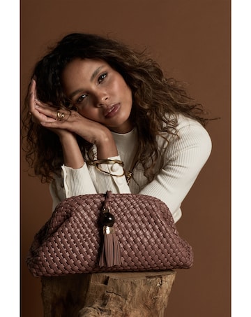 Luella Grey  Indigo Oversized Pecan Clutch