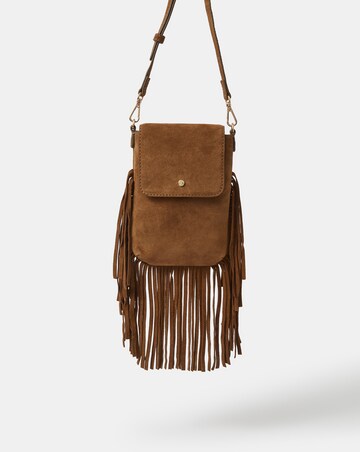 Accessorize Fringe Suede Phone Bag