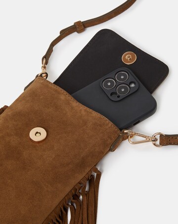 Accessorize Fringe Suede Phone Bag