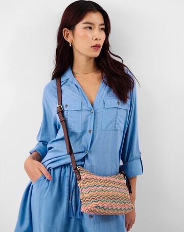 Accessorize Stripe Raffia Crossbody Bag